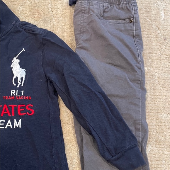 Polo by Ralph Lauren Kids Navy Racing Team Polo Shirt Top 6 and Carters 6 Pants - Picture 5 of 10